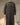 Front view of the Tarout men's black Saudi thobe with patterned shoulder trim and metallic placket buttons.